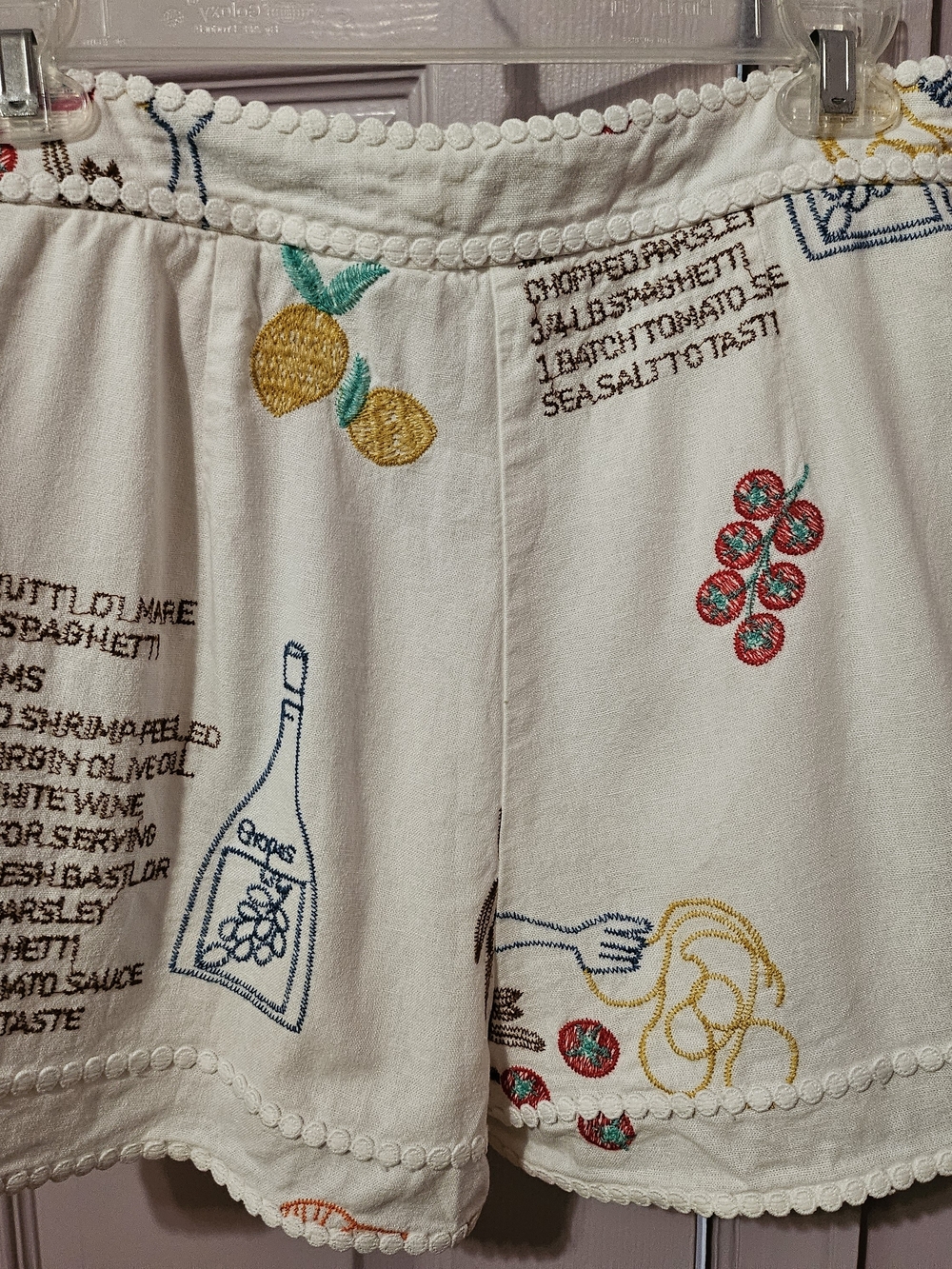 Caroline Constas Embroidered Linen Shorts Size 2